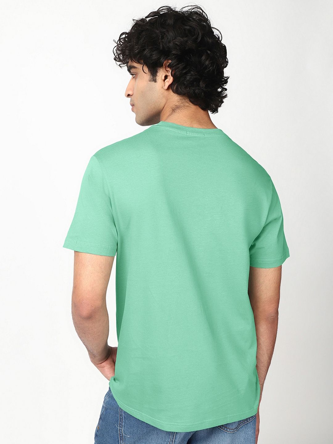 Bewakoof Men Solid Round Neck Cotton T-shirt
