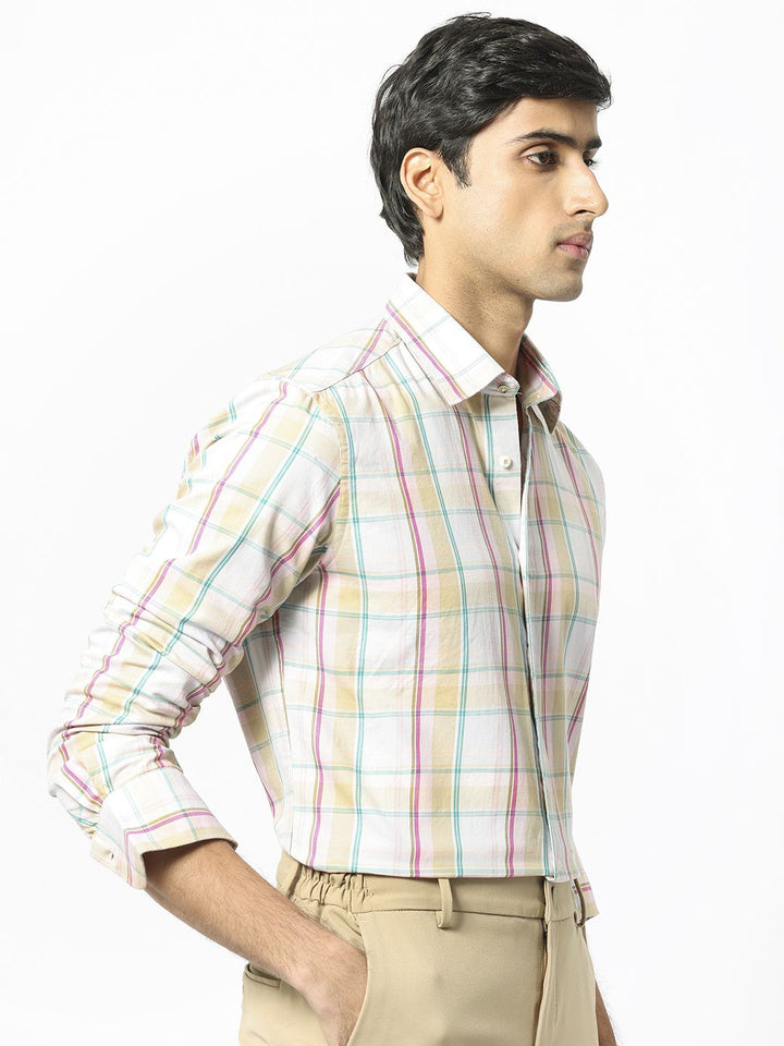 RARE RABBIT Men Campo Checked Slim Fit Opaque Cotton Shirt