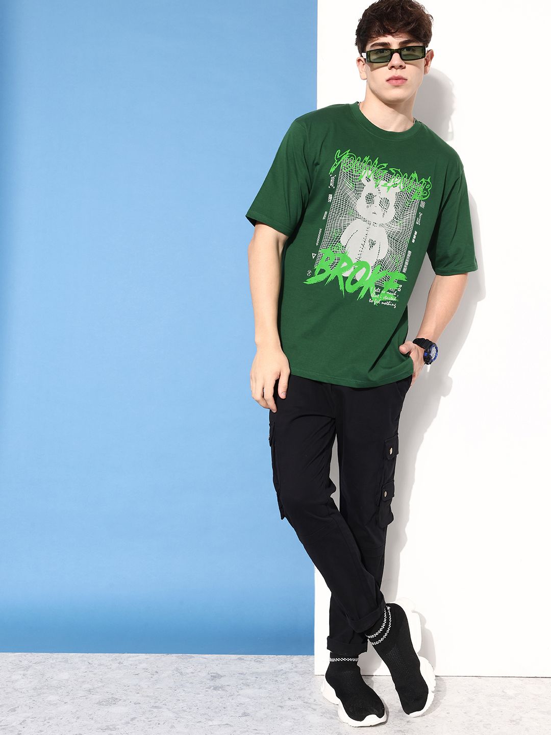 Difference of Opinion Men Pure Cotton Printed Oversized T-shirt