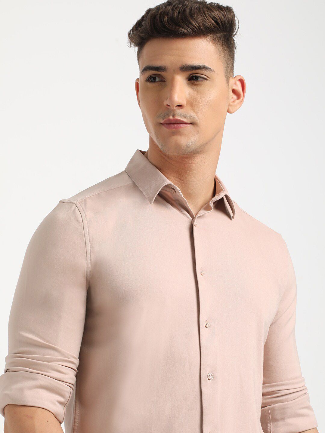 THE BEAR HOUSE Spread Collar Long Sleeves Slim Fit Casual Shirt