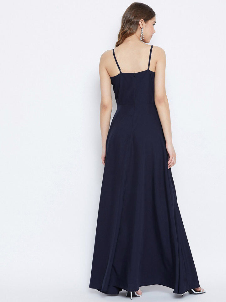 Berrylush Blue Crepe Maxi Dress