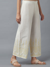 W Women White Ethnic Motifs Printed Trousers