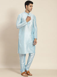 SOJANYA Kurta Biru Lelaki dengan Churidar dengan Jaket Nehru