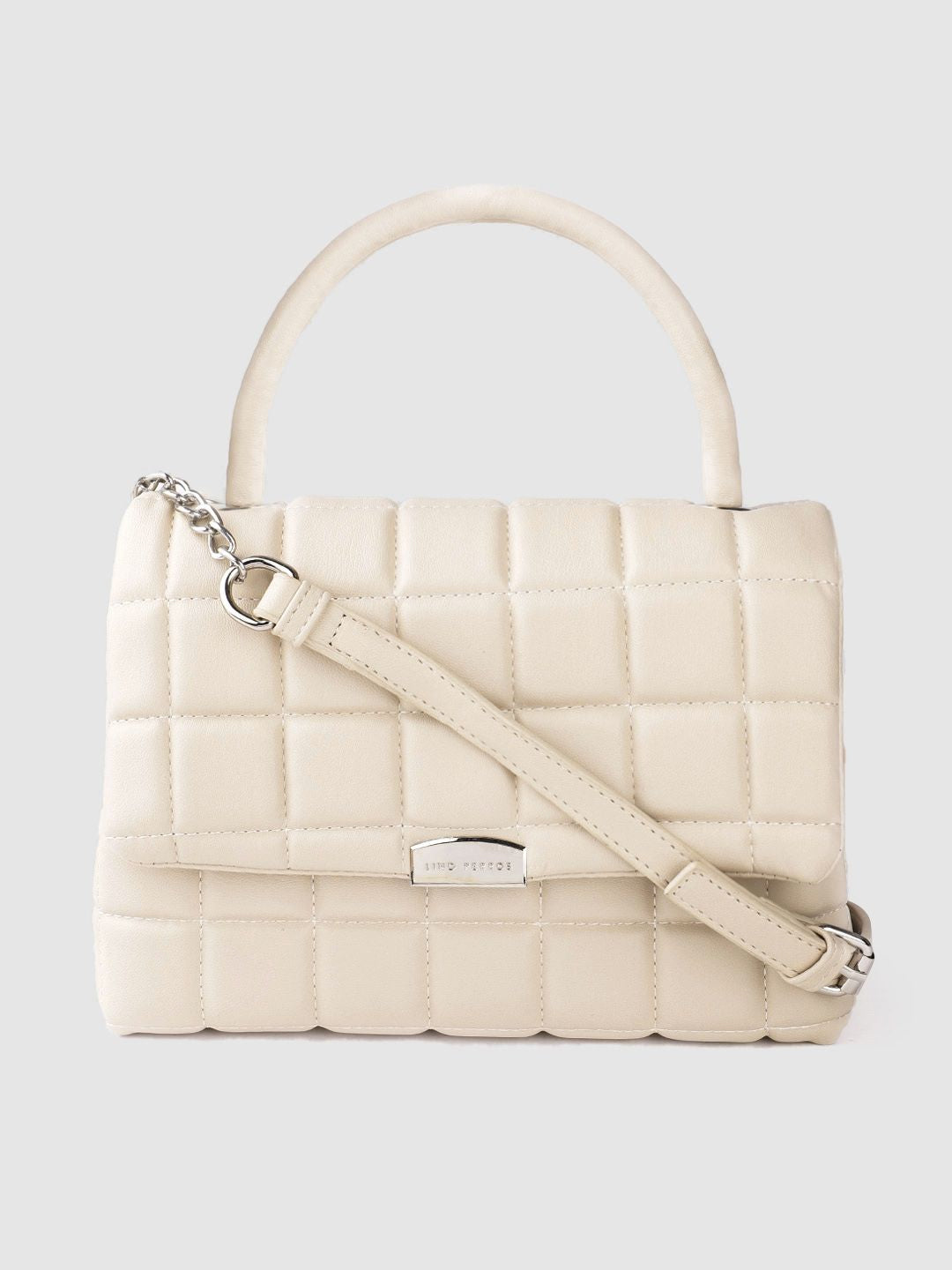 Lino Perros Women Cream-Coloured Quilted Satchel