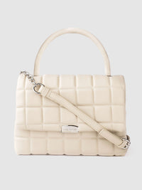 Lino Perros Women Cream-Coloured Quilted Satchel