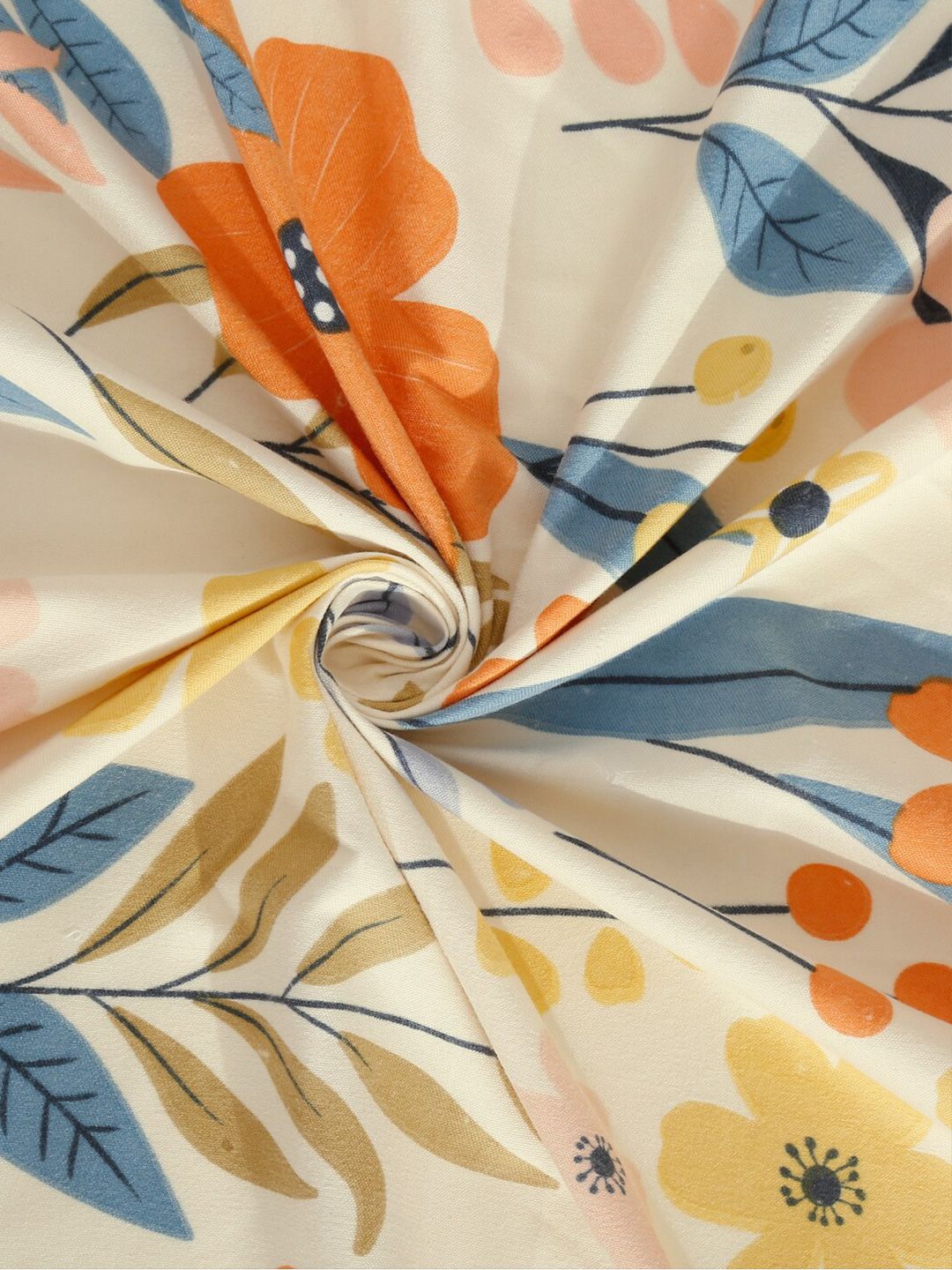 KLOTTHE White Floral Flat 300 TC King Cadar Halus dengan 2 Sarung Bantal-270X270 cm