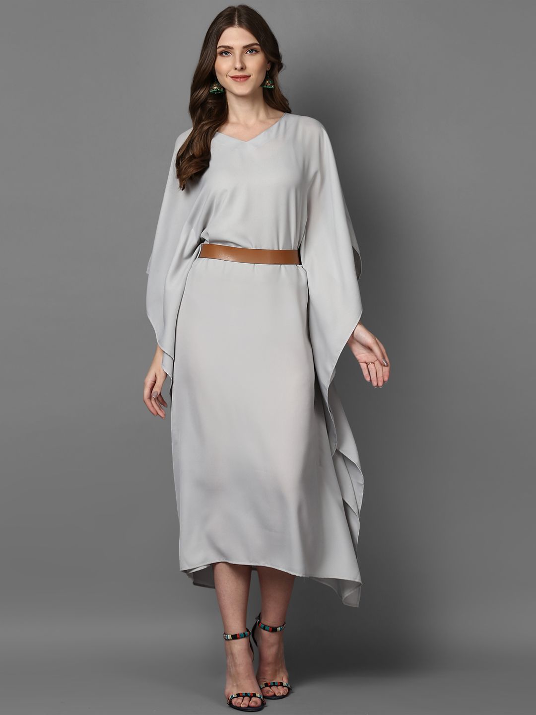STREET 9 Women Grey Solid Kaftan Dress