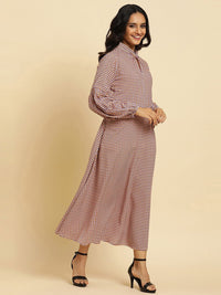 W  Geometric Printed High Neck Maxi Dress