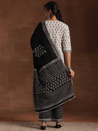 Libas Black & White Floral Printed Notch Neck Pure Cotton Kurta with Trousers & Dupatta