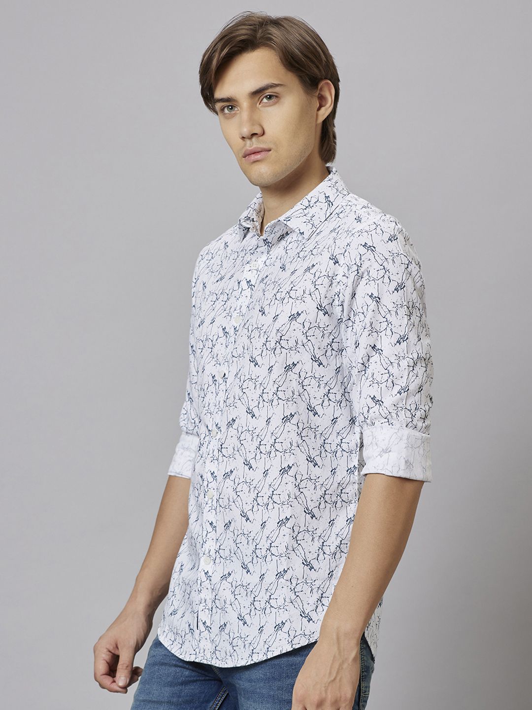 Being Human Abstract Printed Shirt Collar Slim Fit Pure Cotton Casual Shirt