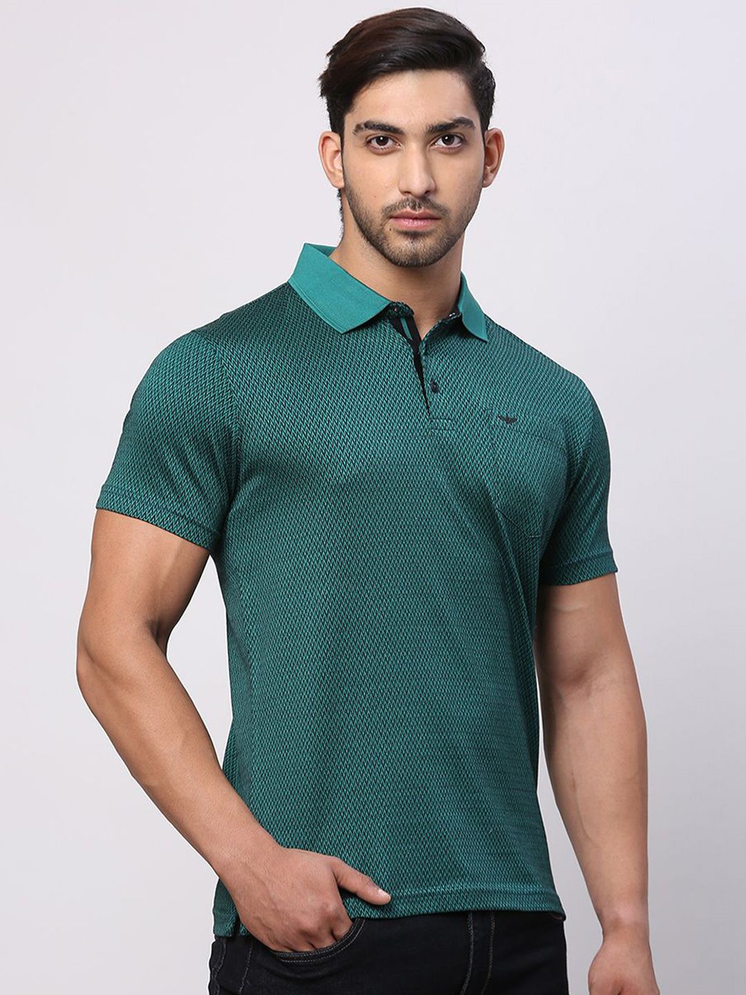 Park Avenue Men Polo Collar Pockets Slim Fit T-shirt