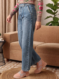 STREET 9 Women Comfort Straight Fit Clean Look Light Fade Pure Cotton Jeans