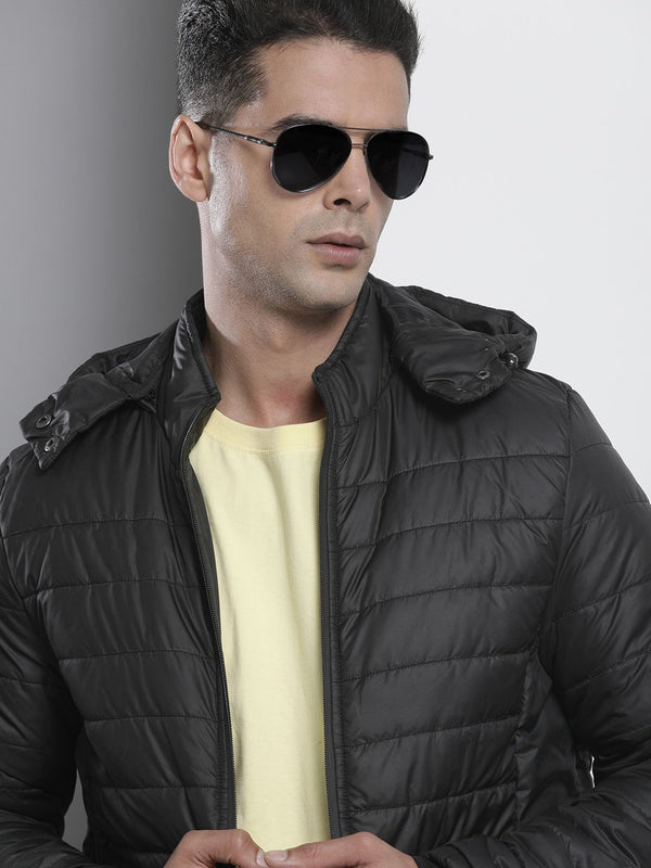 The Indian Garage Co Men Zip-Front Puffer Jacket with Detachable Hood