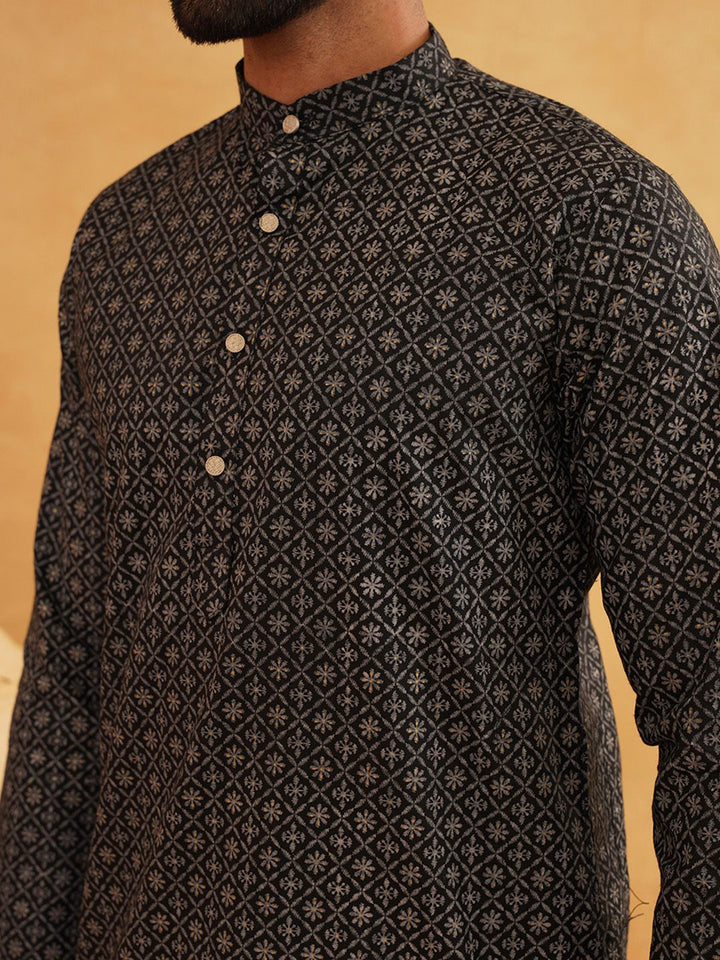 SOJANYA Motif Etnik Bercetak Kurta Kolar Mandarin Dengan Piyama