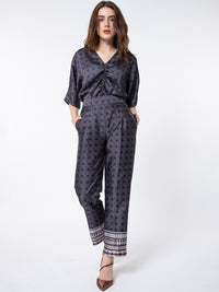 RAREISM Women Geometric Printed Slim Fit Pleated Trousers