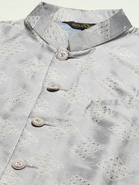 SOJANYA Men Woven Design Kurta with Churidar with Nehru Jacket