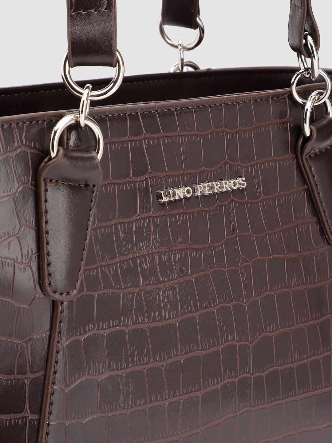 Lino Perros Croc Textured Structured Shoulder Bag