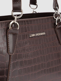 Lino Perros Croc Textured Structured Shoulder Bag
