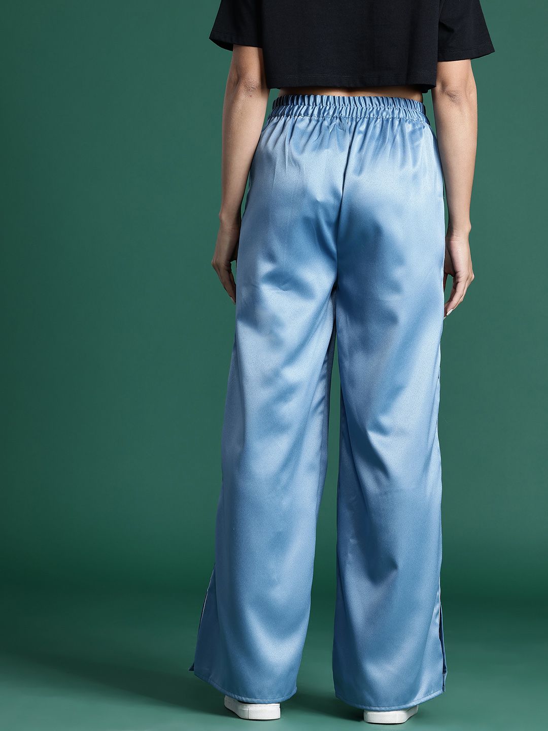 DressBerry Women Satin Trousers with Slit-Detail
