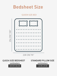 MYTRIDENT Grey Melange  White Geometric Cotton 144 TC Queen Bedsheet With 2 Pillow Covers