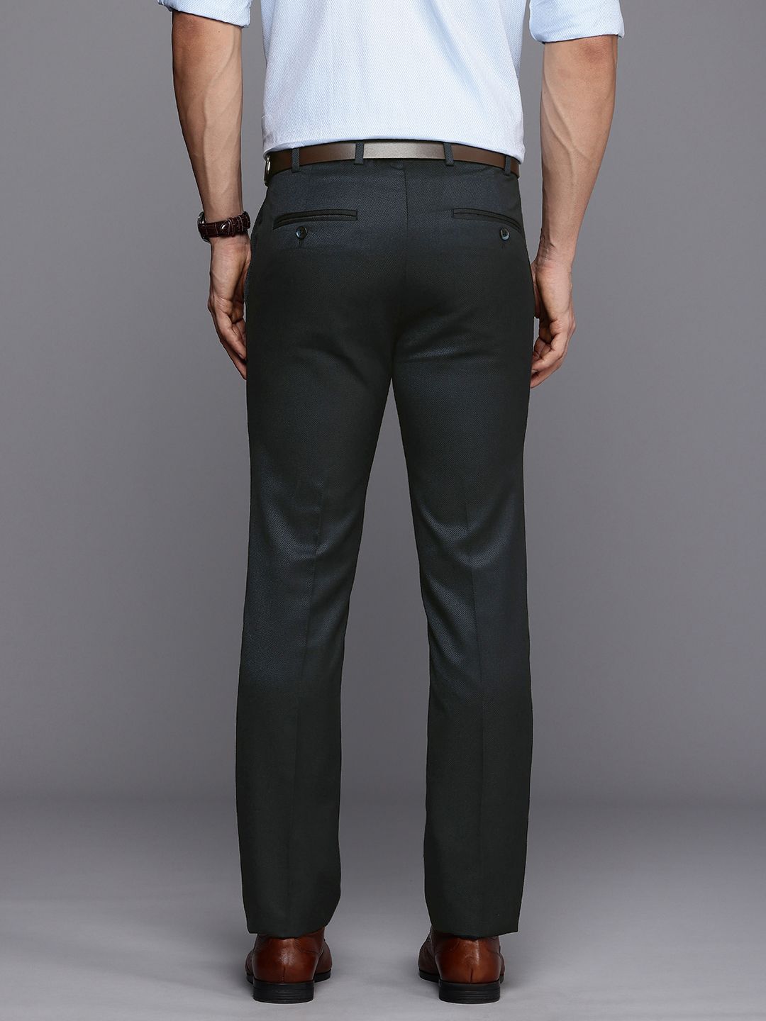 Raymond Men Geometric Self Design Slim Fit Trousers