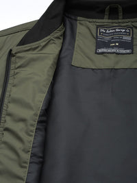 The Indian Garage Co Men Slim Fit Zip-Front Bomber Jacket with Zip Pockets