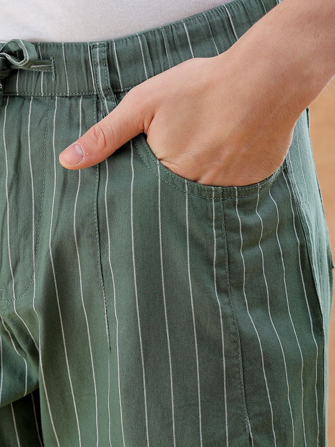 The Indian Garage Co Men Striped Loose Fit Trousers