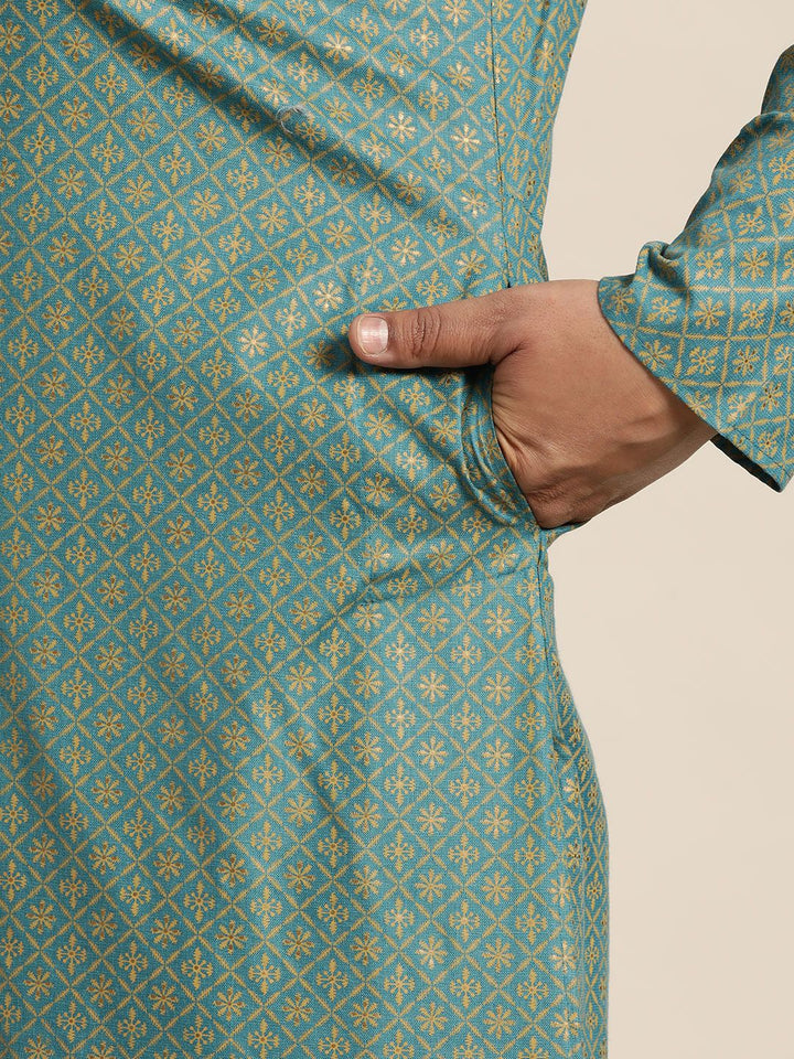 SOJANYA PLUS Lelaki Plus Size Motif Etnik Printed Kurta