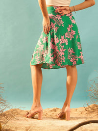 Berrylush Floral Printed Side Slit Pencil Skirt