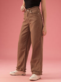 DressBerry Women Baggy Wide Leg High-Rise Light Fade Stretchable Jeans