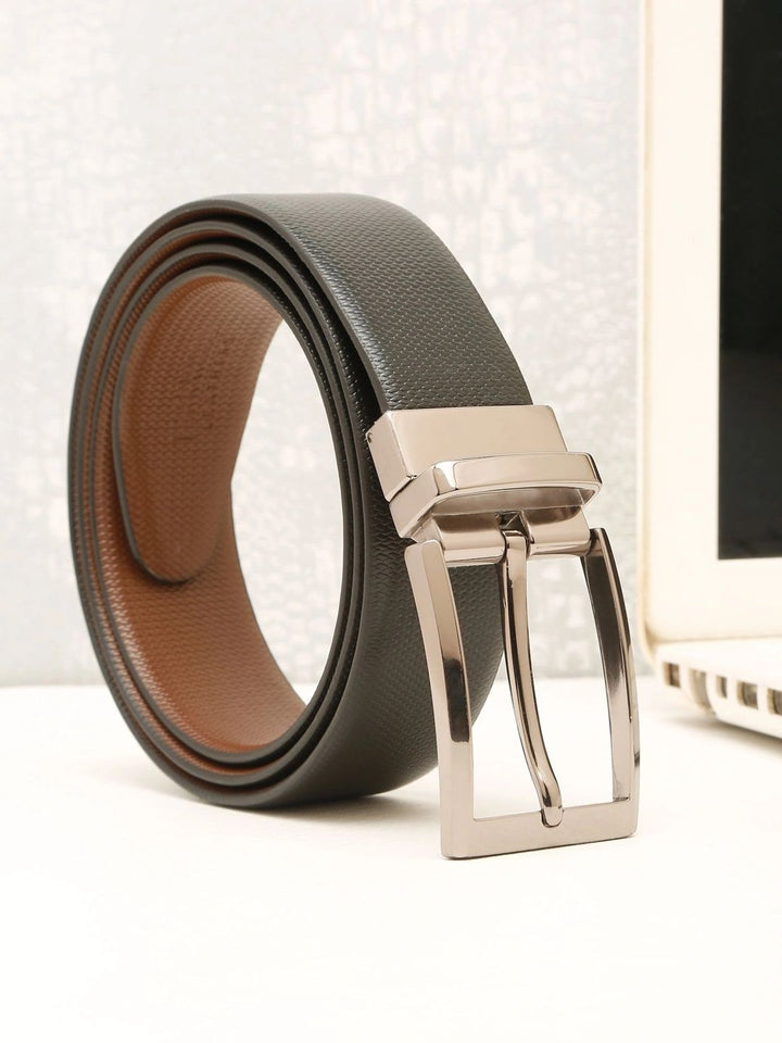 Teakwood Leathers Men Textured Leather Reversible Formal Belt