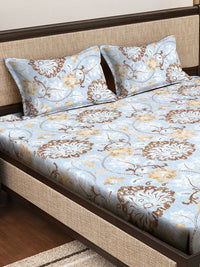 Myntra Elegant Homes Biru & Kelabu Bercetak 300 TC Set Cadar King 2.5m x 2.25m