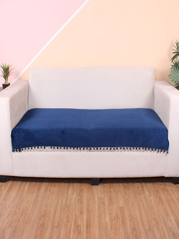 STITCHNEST Blue & Beige Self Design 2 Seater Sofa Cover
