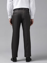 Park Avenue Men Charcoal Black Checked Smart Fit Formal Trousers
