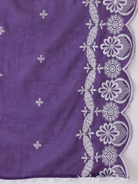 Indo Era Ethnic Motifs Embroidered V-Neck Pure Cotton Kurta with Trousers & Dupatta