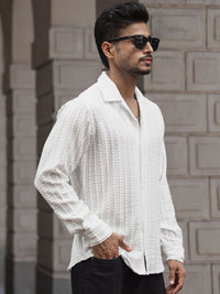 Powerlook Self Design Textured Opaque Casual Shirt