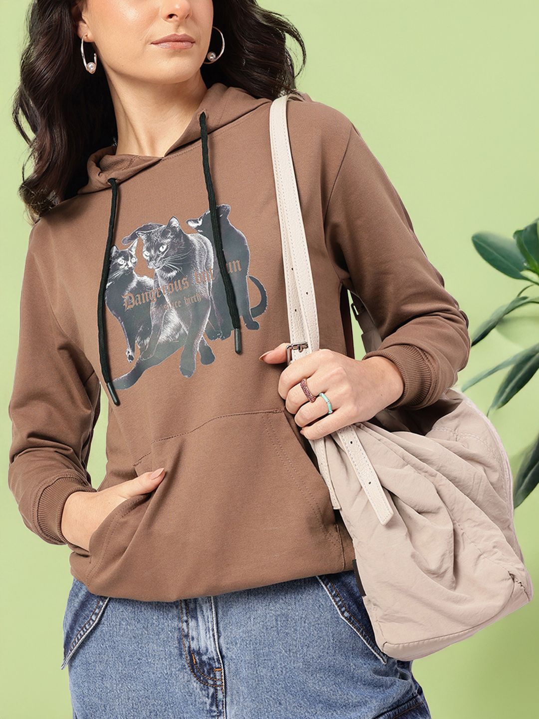 DressBerry Kitty Core Printed Hooded Sweatshirt