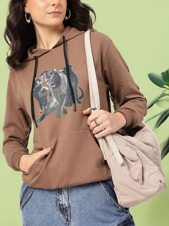 DressBerry Kitty Core Printed Hooded Sweatshirt