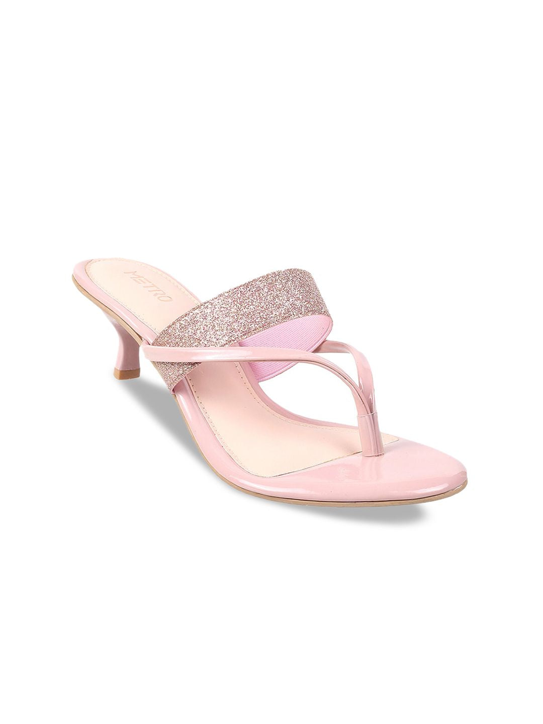Metro Women Pink Embellished Kitten Heels