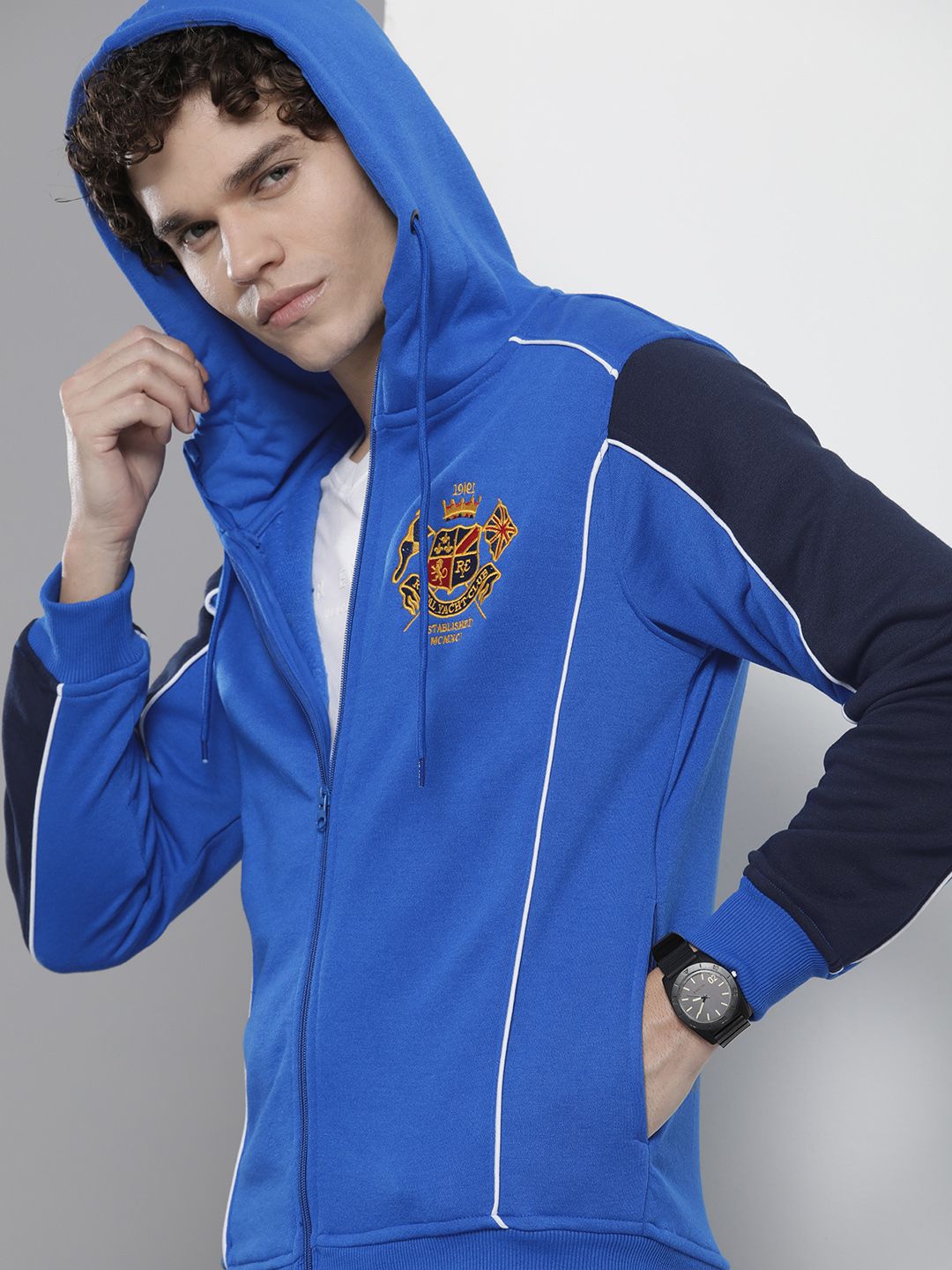 The Indian Garage Co Men Applique Detail Hooded Sweatshirt