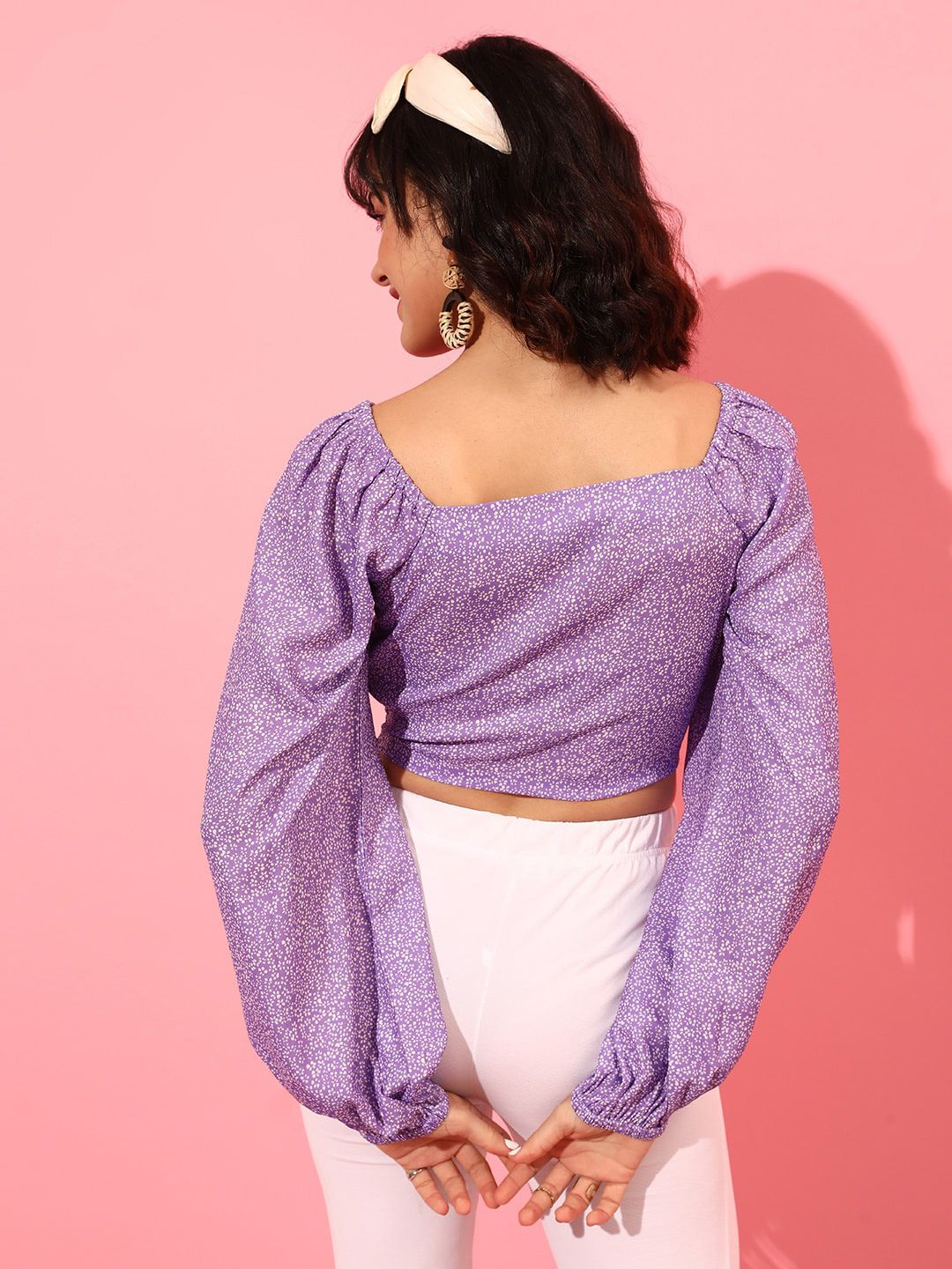 STREET 9 Geometric Printed Georgette Crop Top