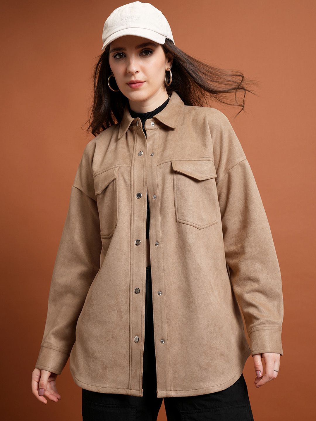 Tokyo Talkies Beige Spread Collar Tailored Jacket