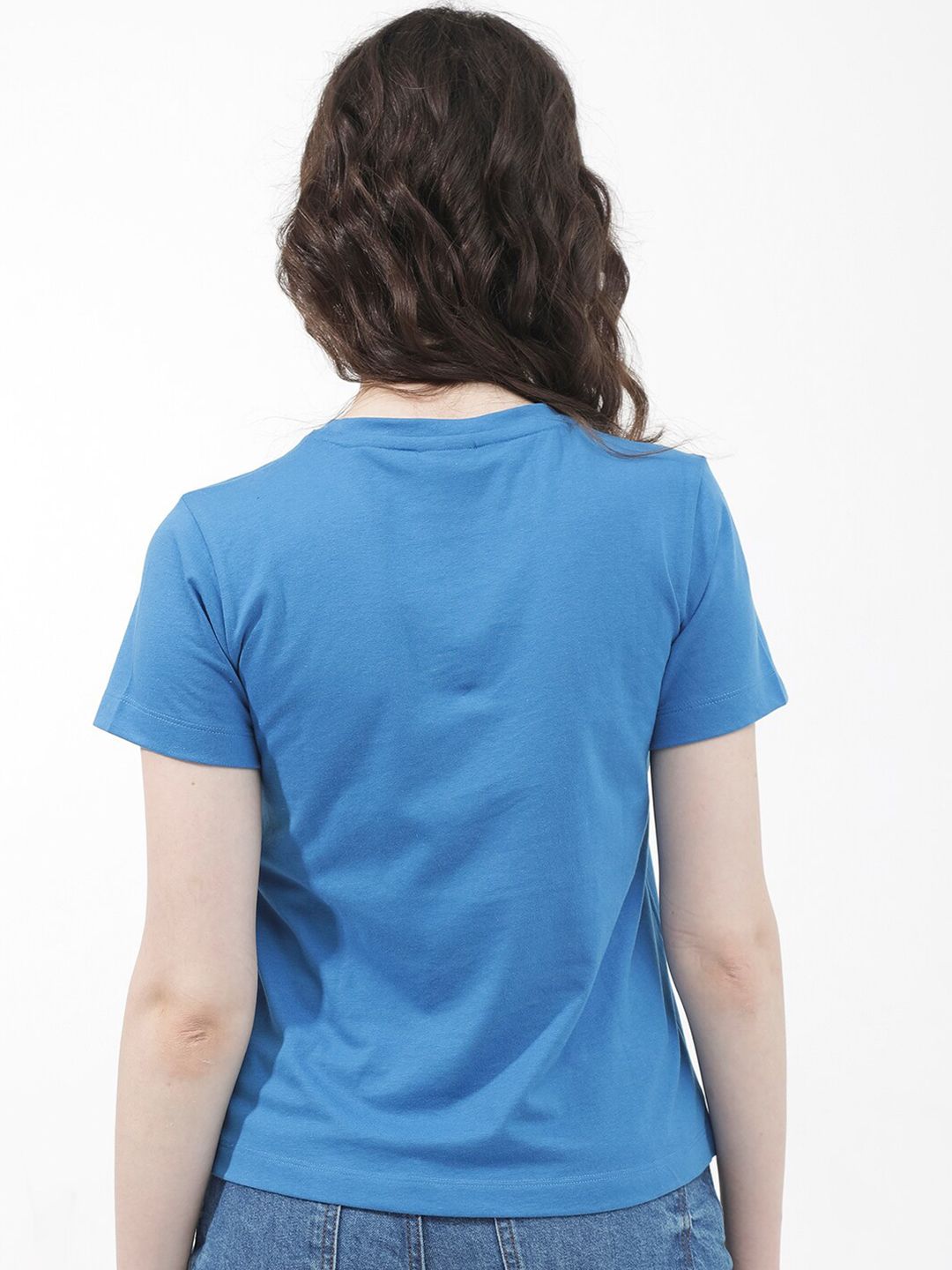 RAREISM Round Neck Short Sleeves Typographic Printed Regular Fit Cotton T-shirt