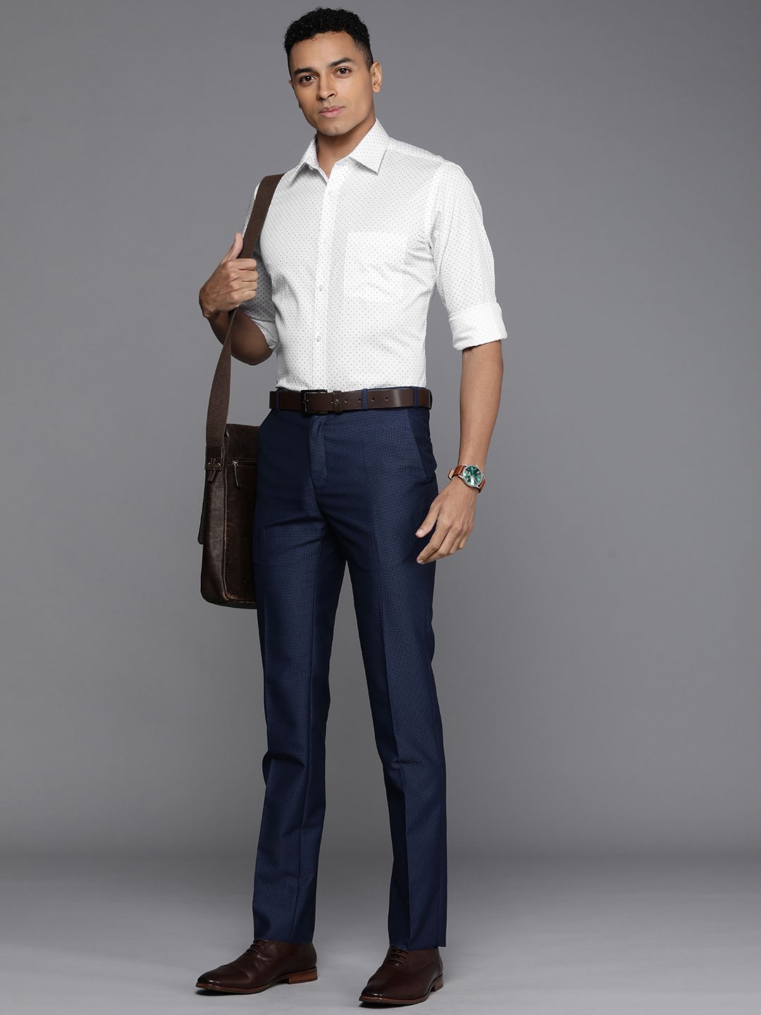 Raymond Slim Fit Geometric Printed Pure Cotton Formal Shirt