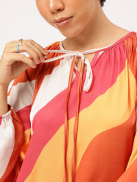 DressBerry Hello Sunshine Tie-Up Neck Abstract Printed Drop-waist Dress