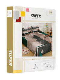 Moda Rapido X KLOTTHE Brown & Grey Geometric 400 TC King Bedsheet with 2 Pillow Covers