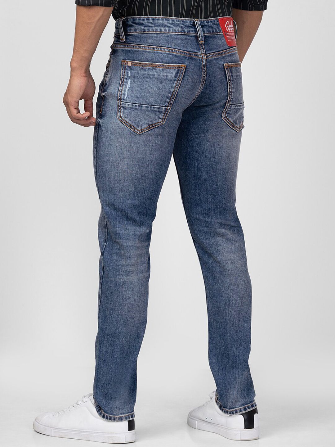 SPYKAR Men Skinny Fit Low-Rise Mildly Distressed Heavy Fade Stretchable Cotton Jeans