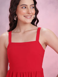 DressBerry Smocked Back Ruffled A-Line Tiered Midi Dress