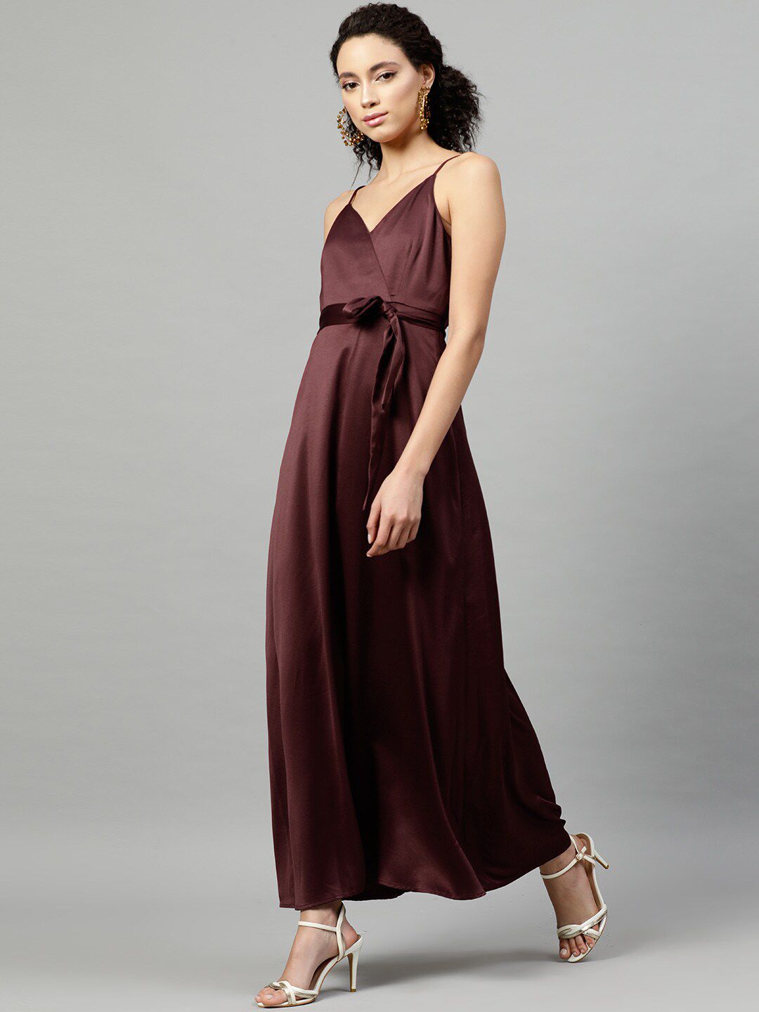 STREET 9 Women Burgundy Solid Maxi Dress