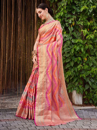 KALINI Women Silk Blend Woven Banarasi Saree With Blouse Piece